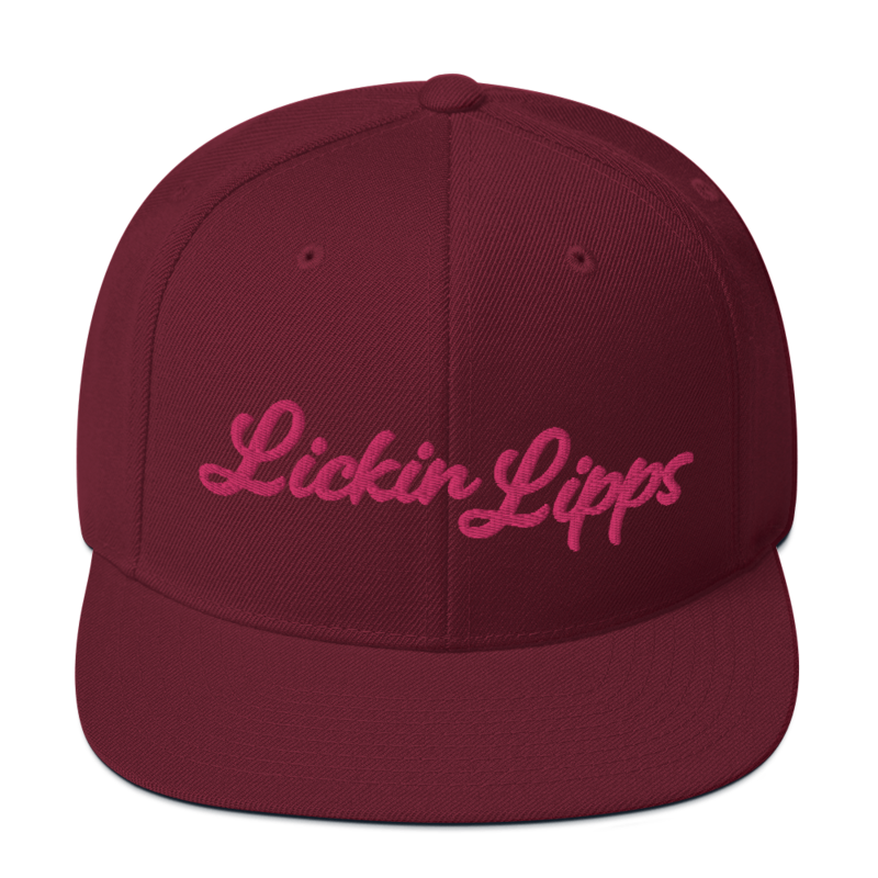 Lickin Lipps Flamingo Pink Embroidery Snapback Hat