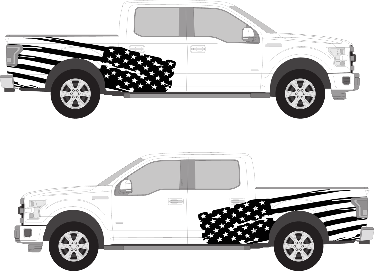 Distressed American Flag F-150 Bed Stripe Graphics