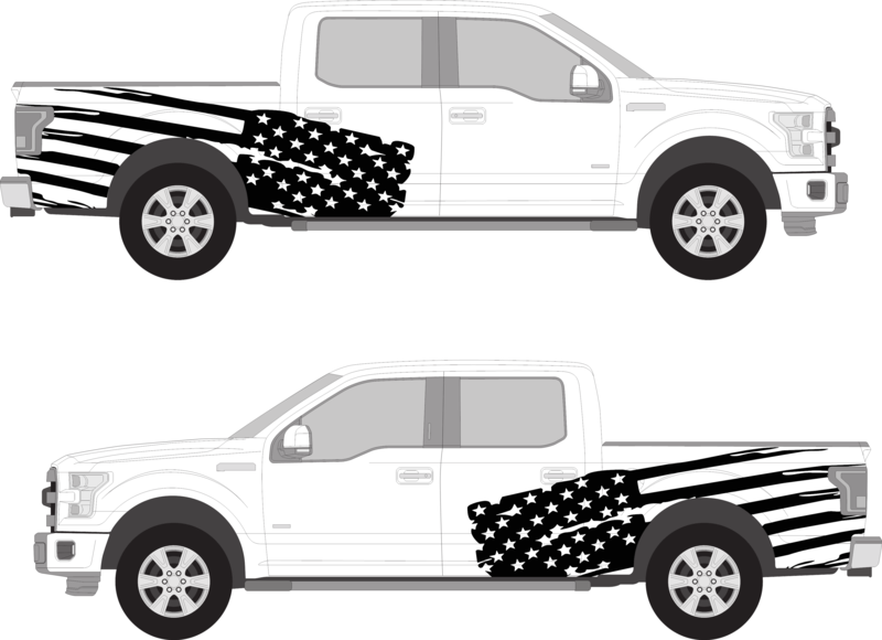 Distressed American Flag F-150 Bed Stripe Graphics