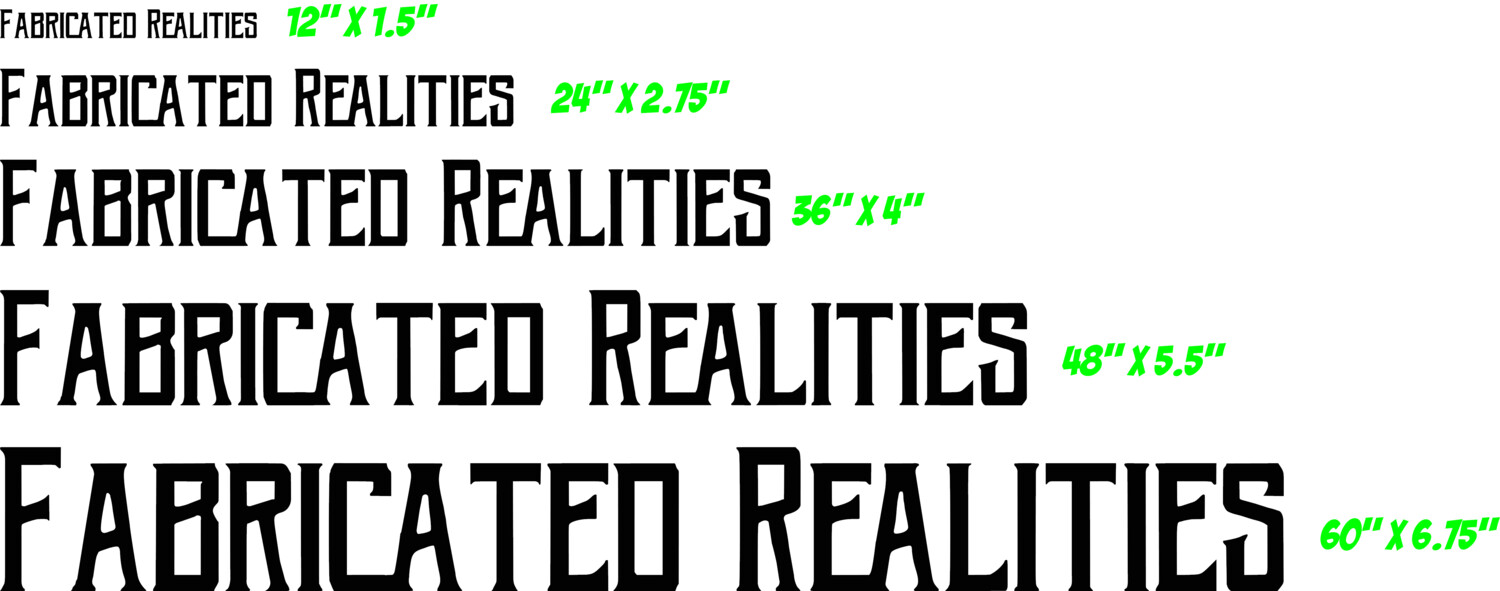 Fabricated Realities Text Logo Pair of Vinyl Decal