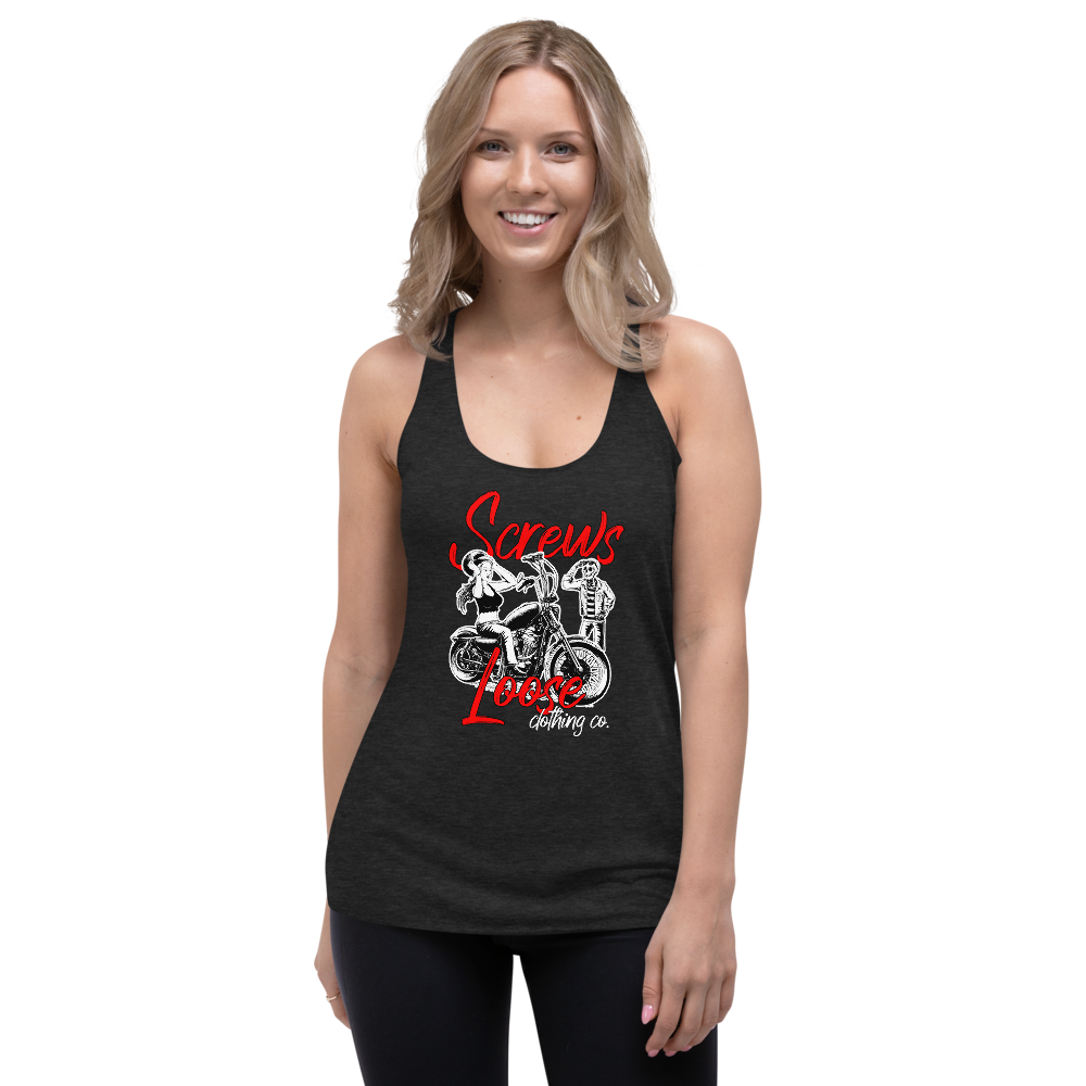 Skully Got a Girl - Screws Loose Clothing Co. Women&#39;s Racerback Tank, Size: S