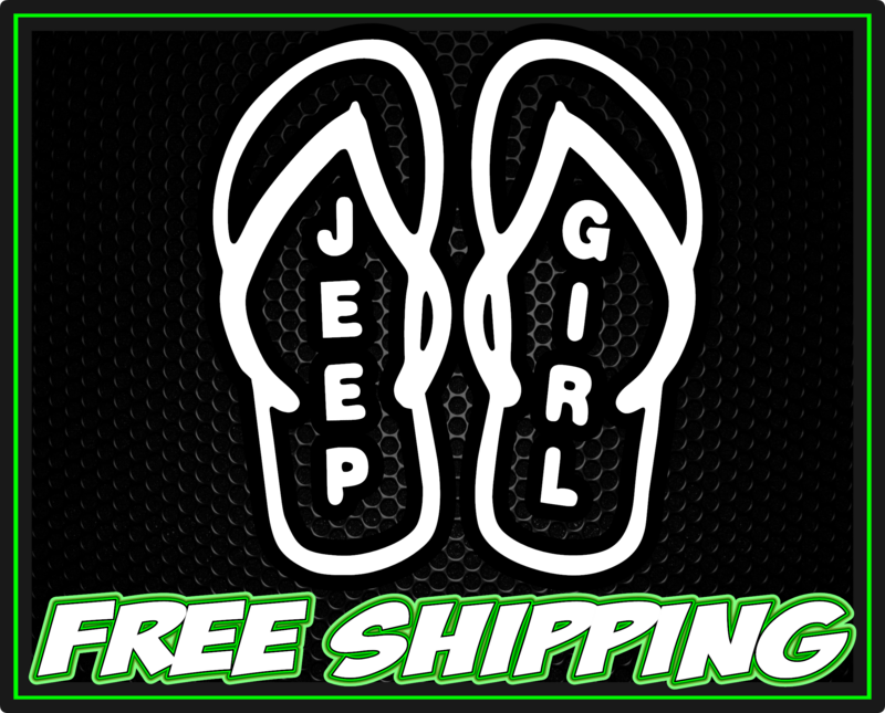 Jeep Girl Flip-flops Vinyl Decal Sticker
