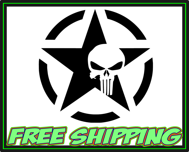 Willy's Jeep Star Punisher Skull Jeep Premium Vinyl Decal