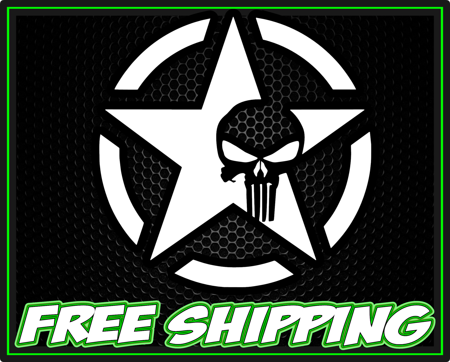 Willy&#39;s Jeep Star Punisher Skull Vinyl Decal Sticker