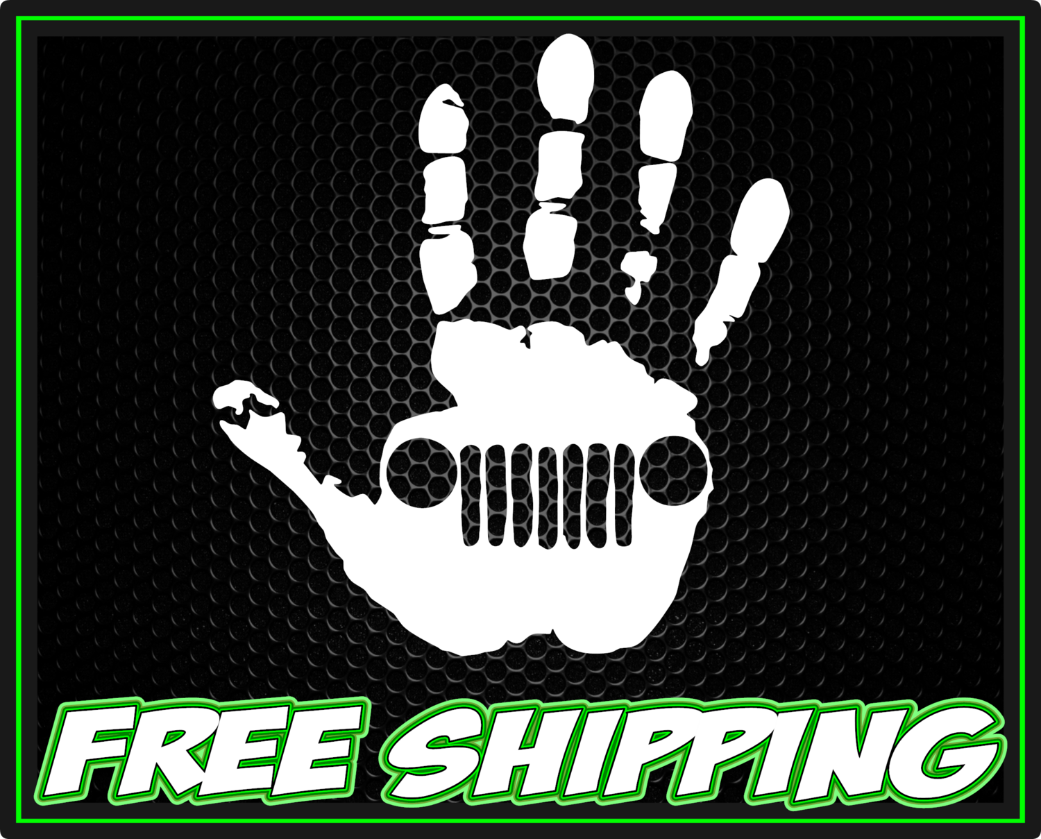 Jeep Wave Grill Handprint Vinyl Decal Sticker