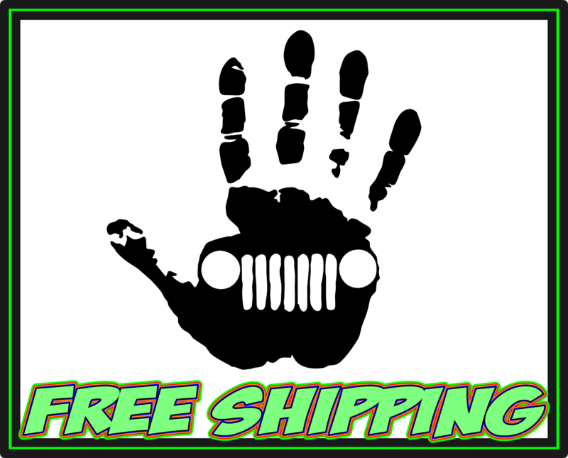 Jeep Wave Grill Handprint Jeep Premium Vinyl Decal
