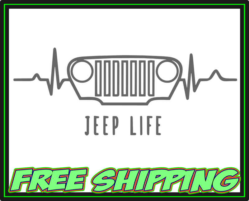 Jeep Life Heartbeat Grill Jeep Premium Vinyl Decal