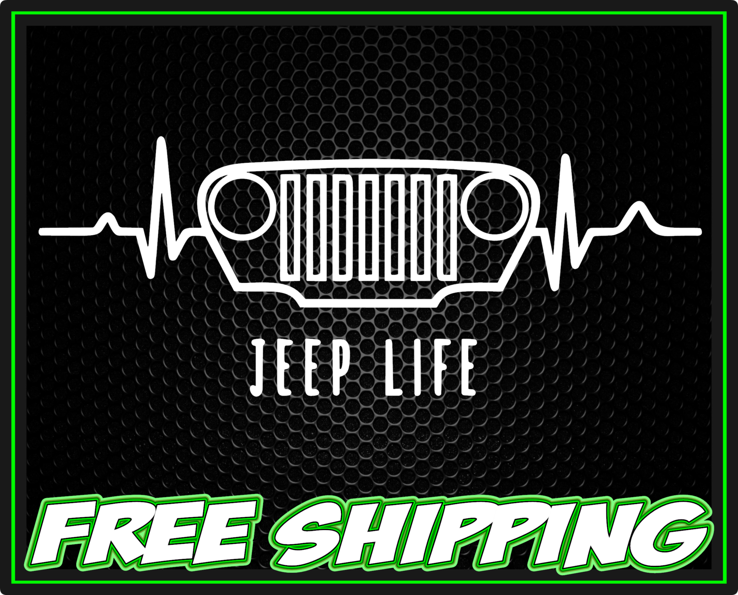 Jeep Life Heartbeat Grill Vinyl Decal Sticker