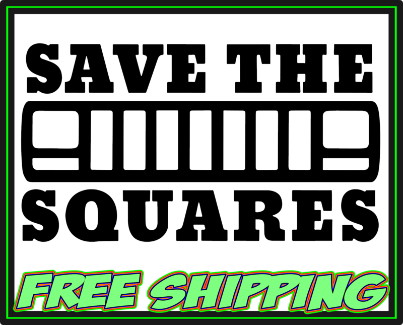 Jeep Save The Squares XJ Cherokee Jeep Premium Vinyl Decal