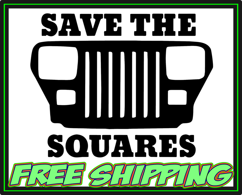 Jeep Save The Squares - Wrangler YJ Jeep Premium Vinyl Decal