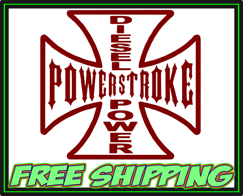 Power Stroke Maltese Cross Outline Vinyl Decal Sticker
