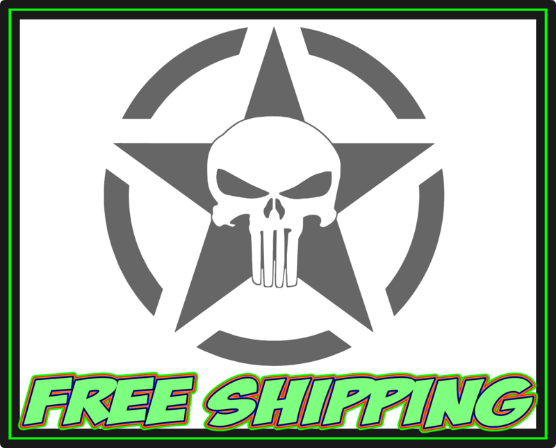 Punisher Skull with Jeep Willy's Star Jeep Premium Vinyl Decal