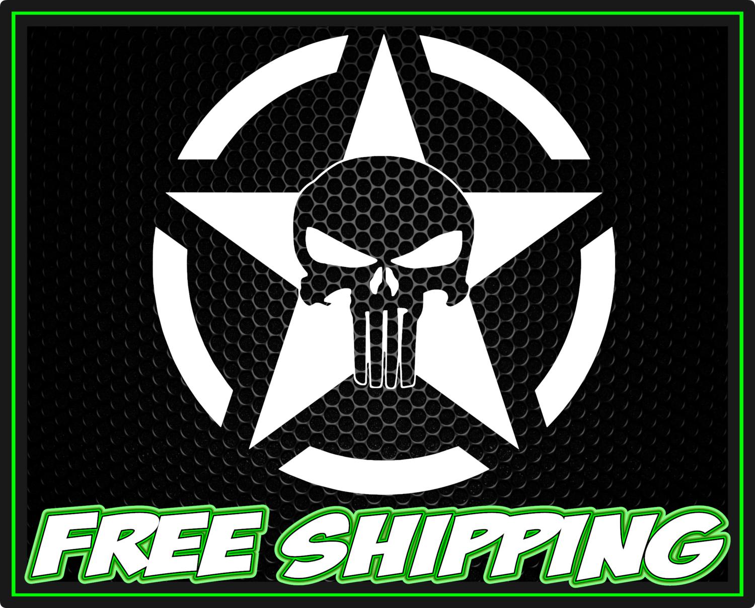 Punisher Skull with Jeep Willy&#39;s Star Vinyl Decal Sticker