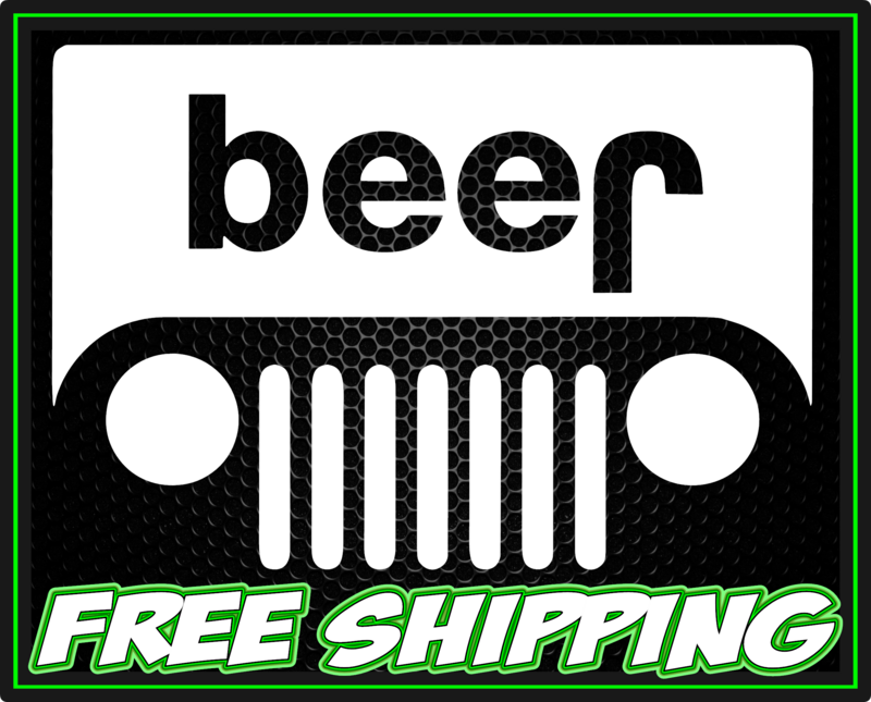 beer Jeep Vinyl Decal Sticker