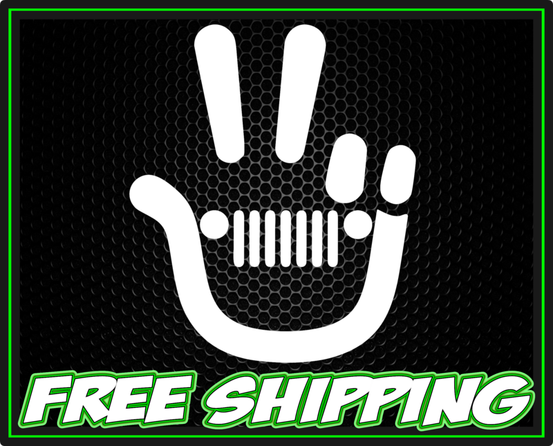 Jeep Wave Grill Peace Hand Vinyl Decal Sticker