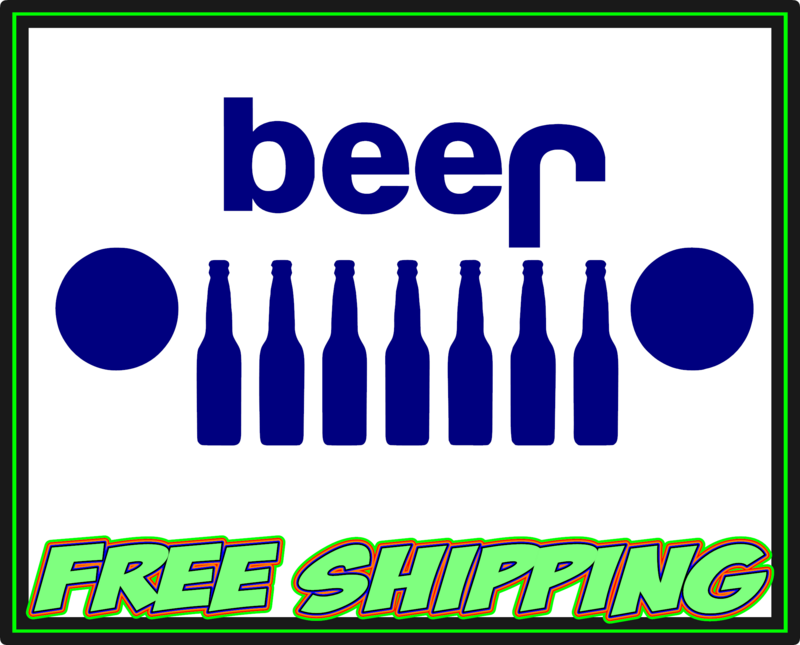 Beer Bottle Grill Jeep Premium Vinyl Decal