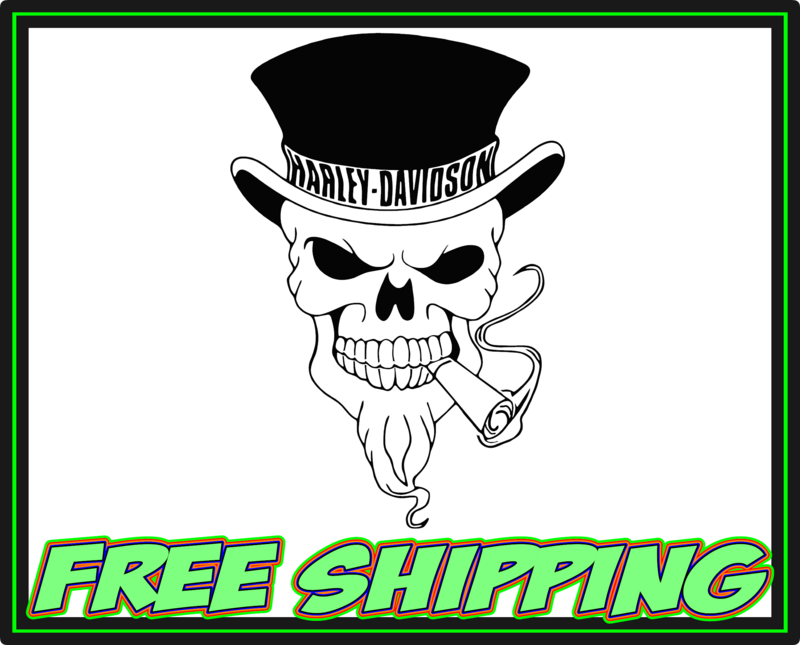 Harley Motor Skull Top Hat Logo Premium Vinyl Decal Sticker
