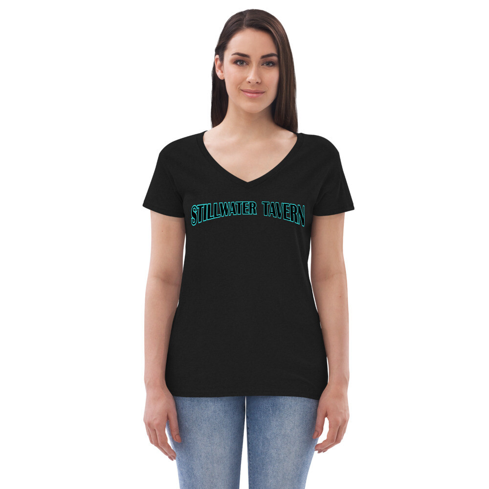 Stilly Women’s Recycled V-Neck T-Shirt - District DT8001, Color: Black, Size: S