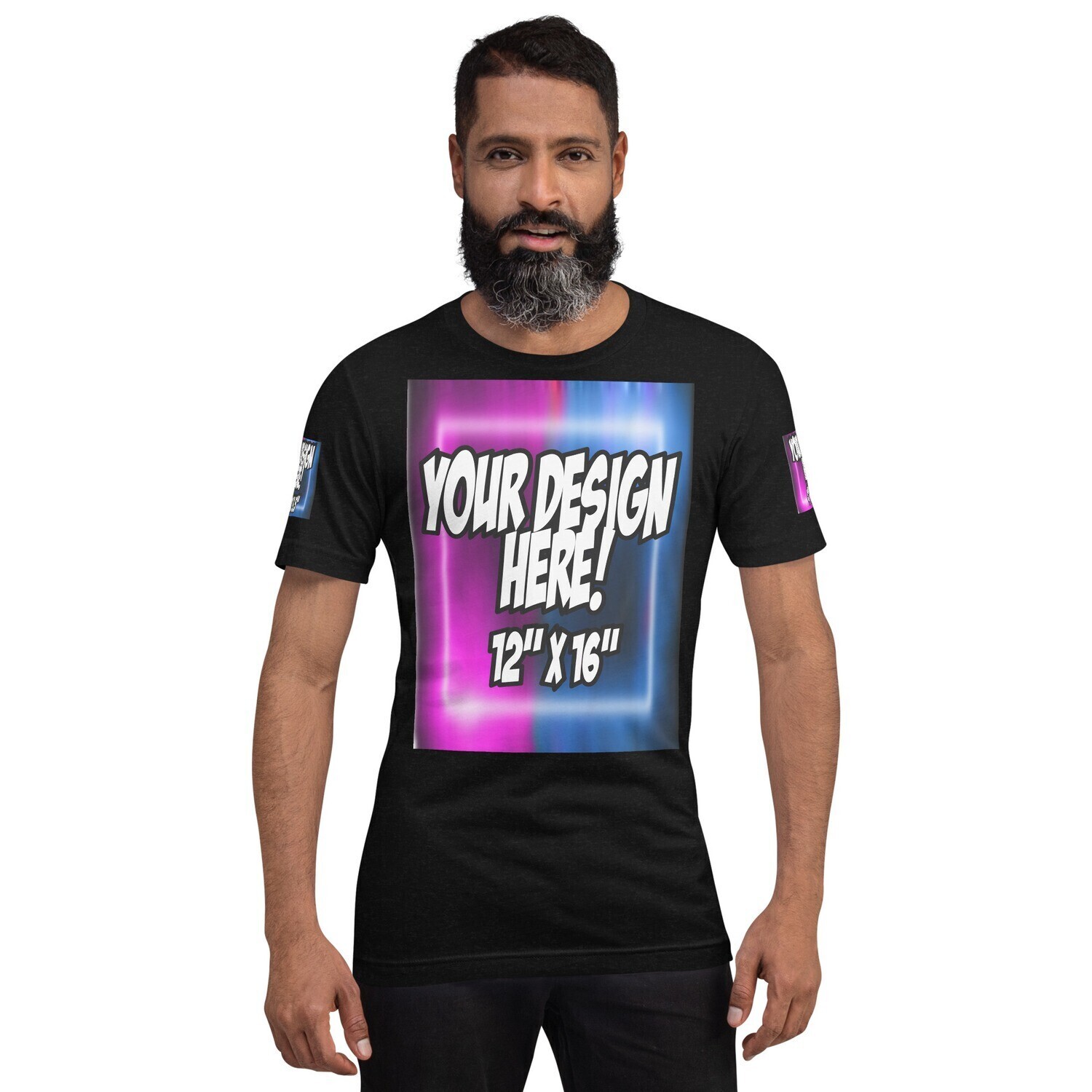 Bella+Canvas 3001 T-Shirt - Direct-To-Garment DTG Print, Color: Black Heather