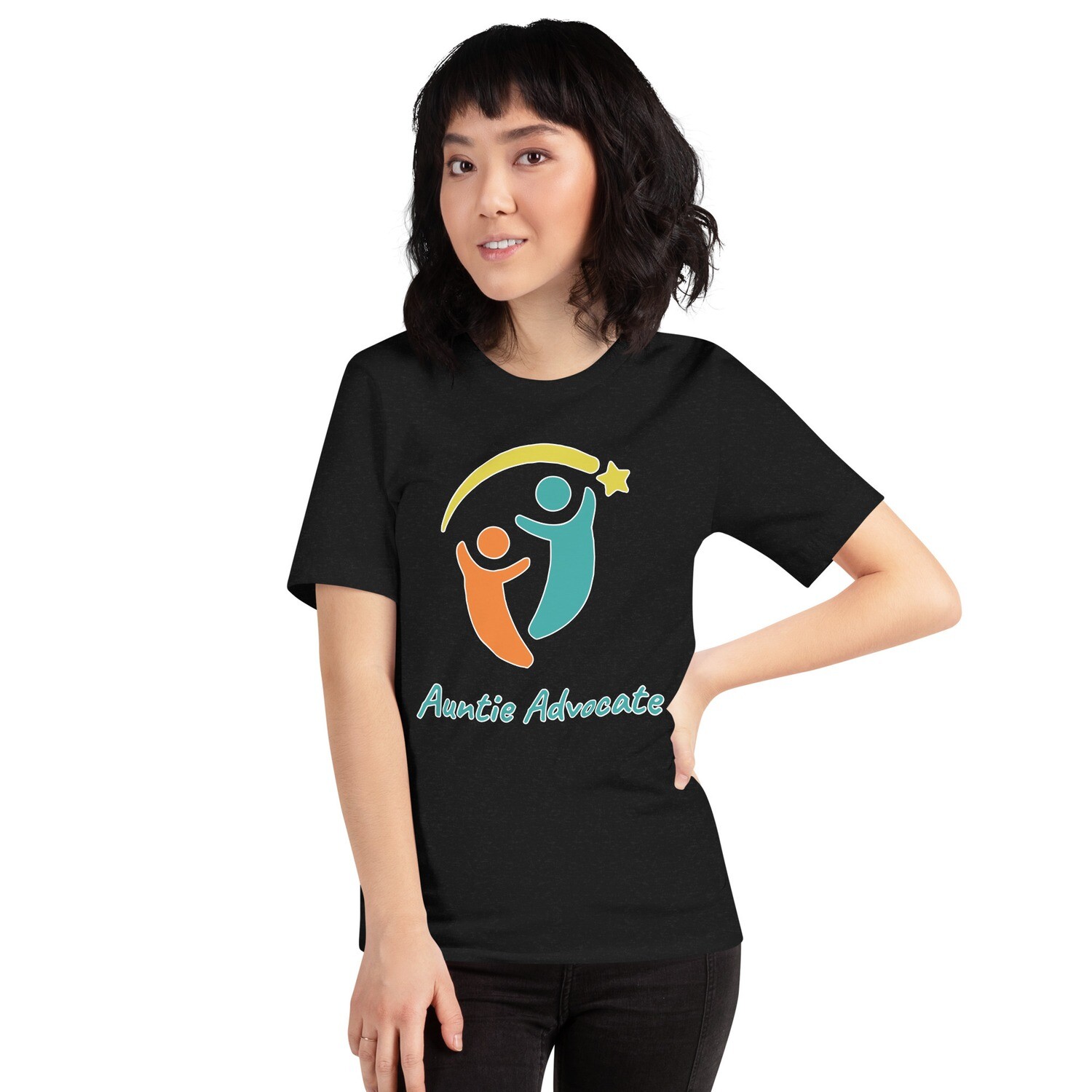 Auntie Advocate Short-sleeve unisex t-shirt, Color: Black Heather, Size: XS