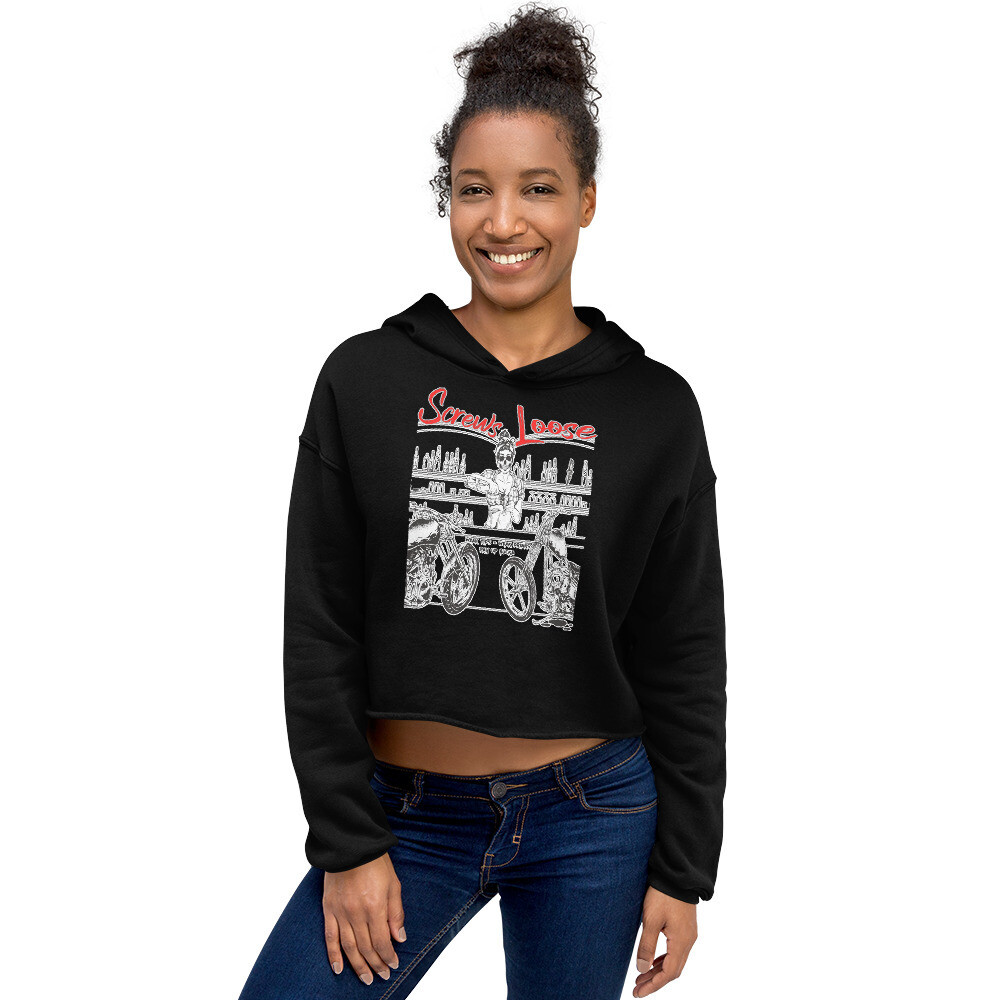 Weak Drinks Screws Loose Crop Hoodie, Color: Black, Size: S