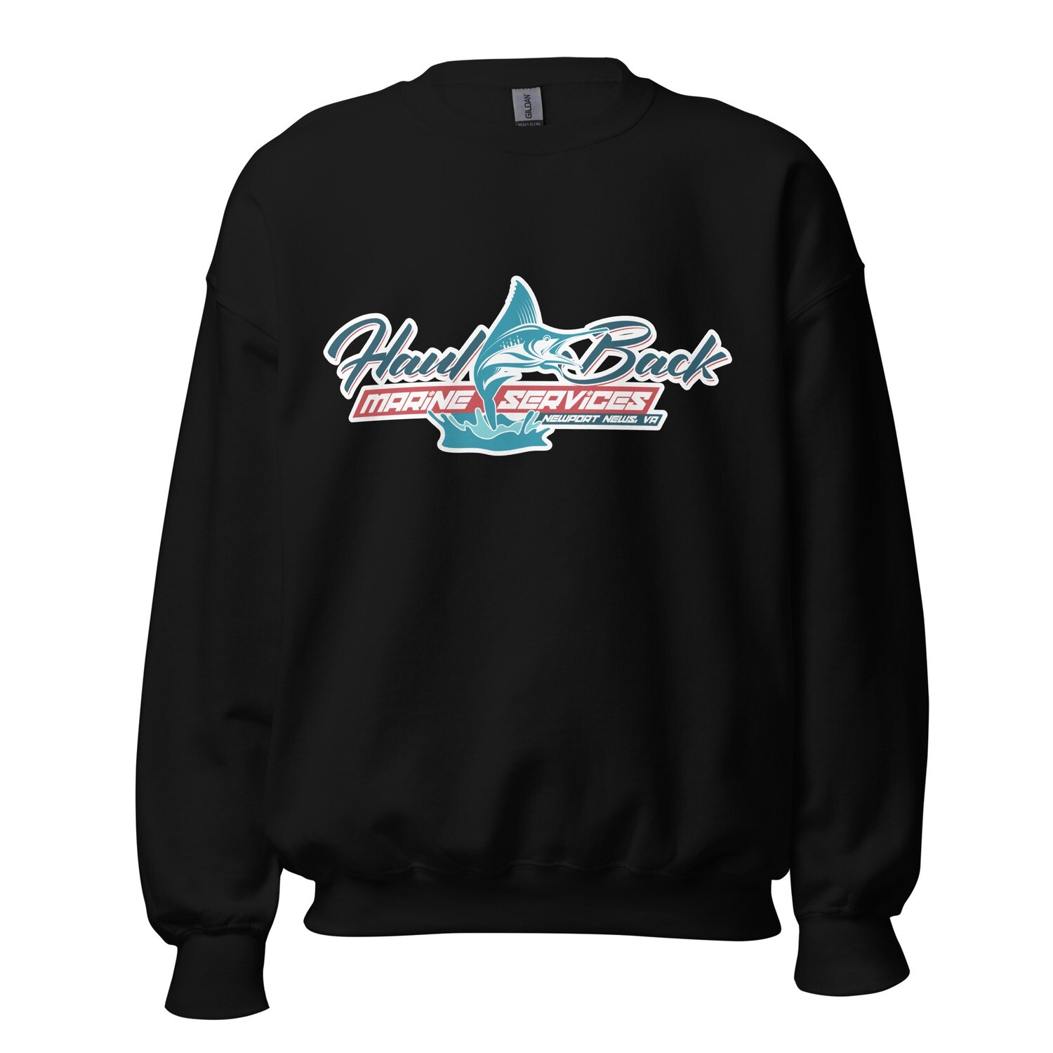 Haul Back Marine Services Crew Neck Gildan 18000 Unisex Sweatshirt, Color: Black, Size: S
