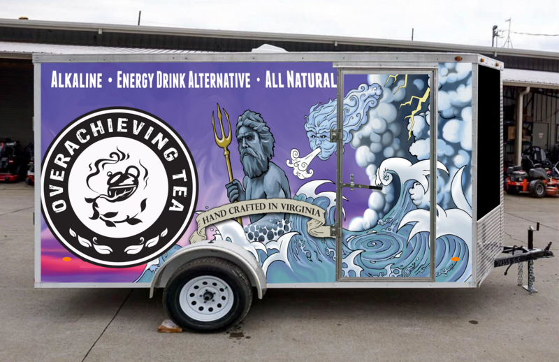Over Achieving Tea Trailer Wrap Mock Up