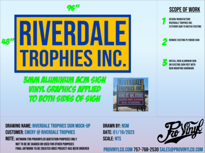 Riverdale Trophies Exterior Sign Replacement