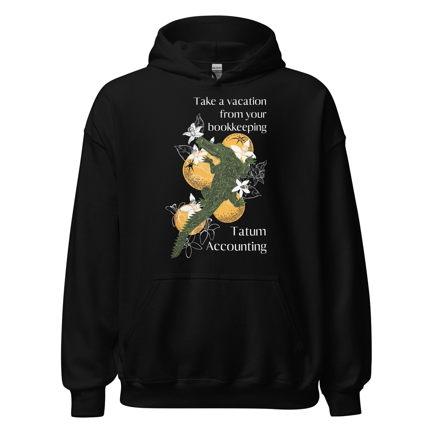 Tatum Accounting Front Art Hoodie - Gildan 18500, Color: Black, Size: S