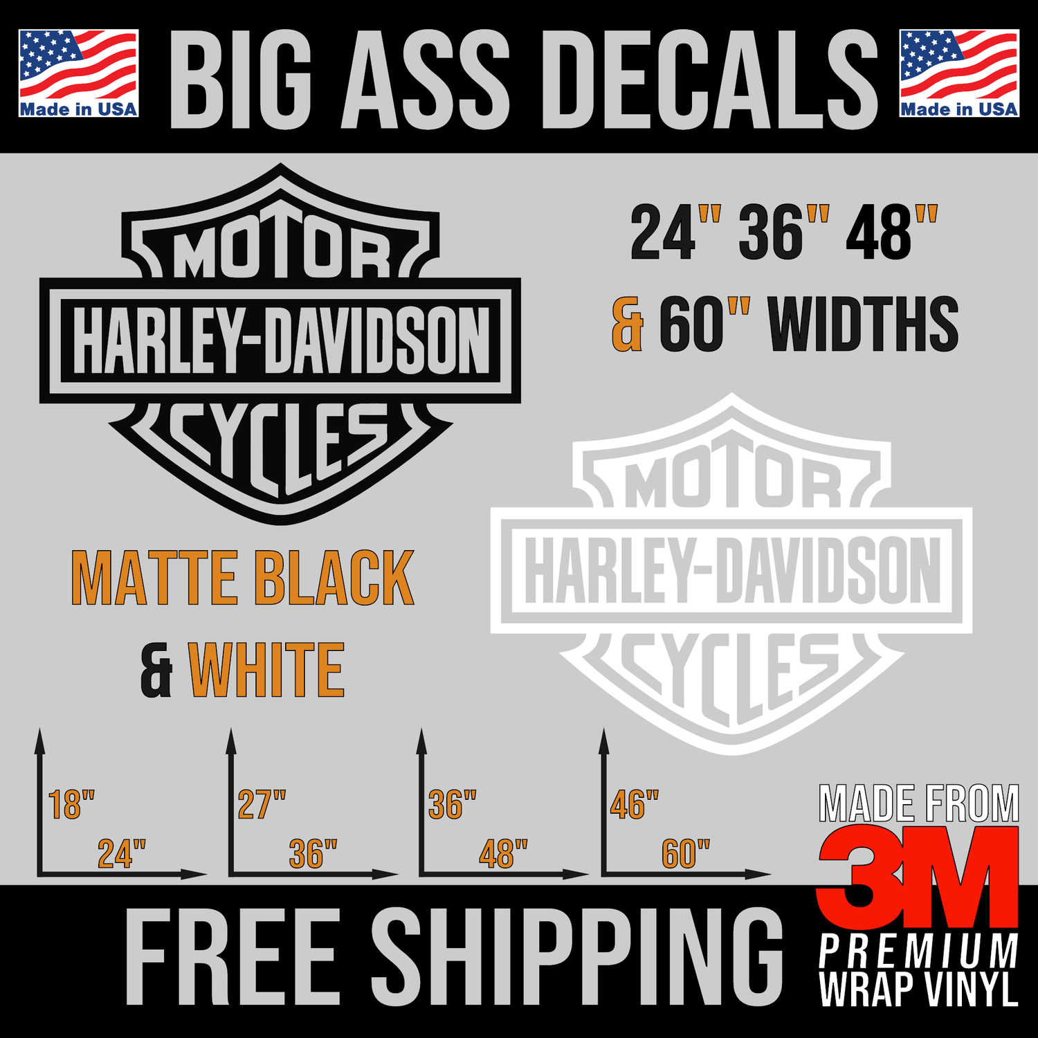 Harley Davidson Bar and Shield Logo - Big Ass Decal - Garage Trailer Shop Sticker