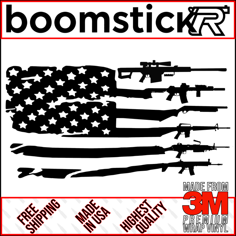 American Flag With Guns Premium Vinyl Decal Sticker