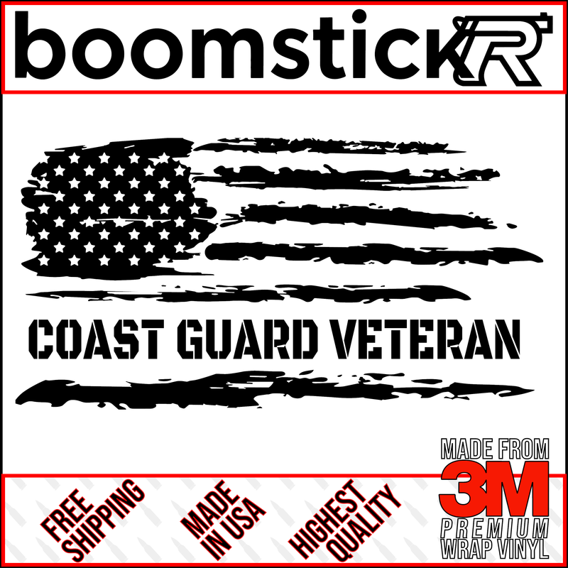 Coast Guard Veteran American Flag Premium Vinyl Decal Sticker