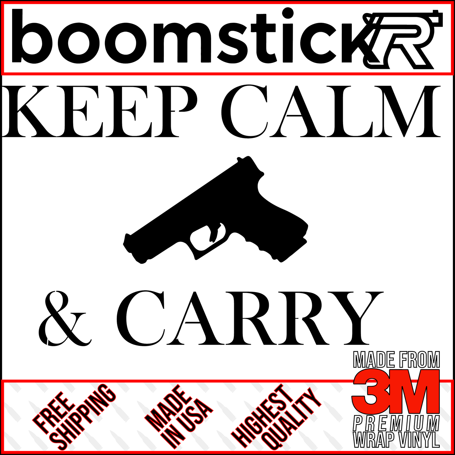 Keep Calm And Carry Glock Premium Vinyl Decal Sticker