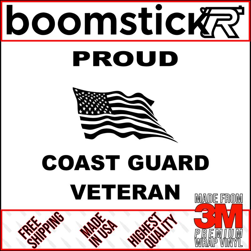 Proud Coast Guard Veteran American Flag Premium Vinyl Decal Sticker