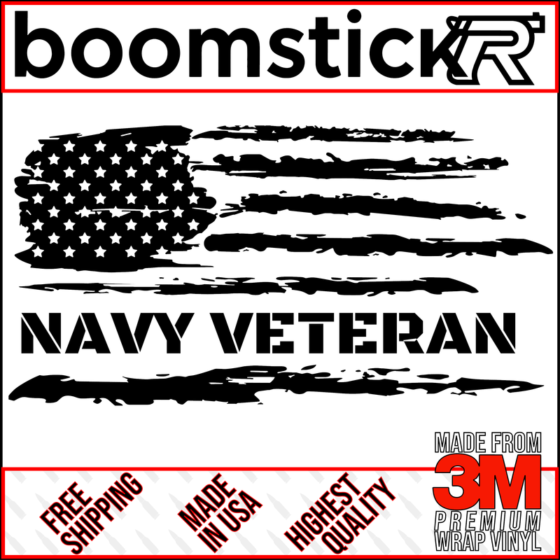 American Flag Navy Veteran Premium Vinyl Decal Sticker
