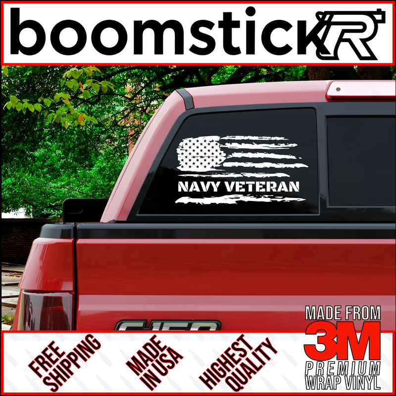 American Flag Navy Veteran Premium Vinyl Decal Sticker