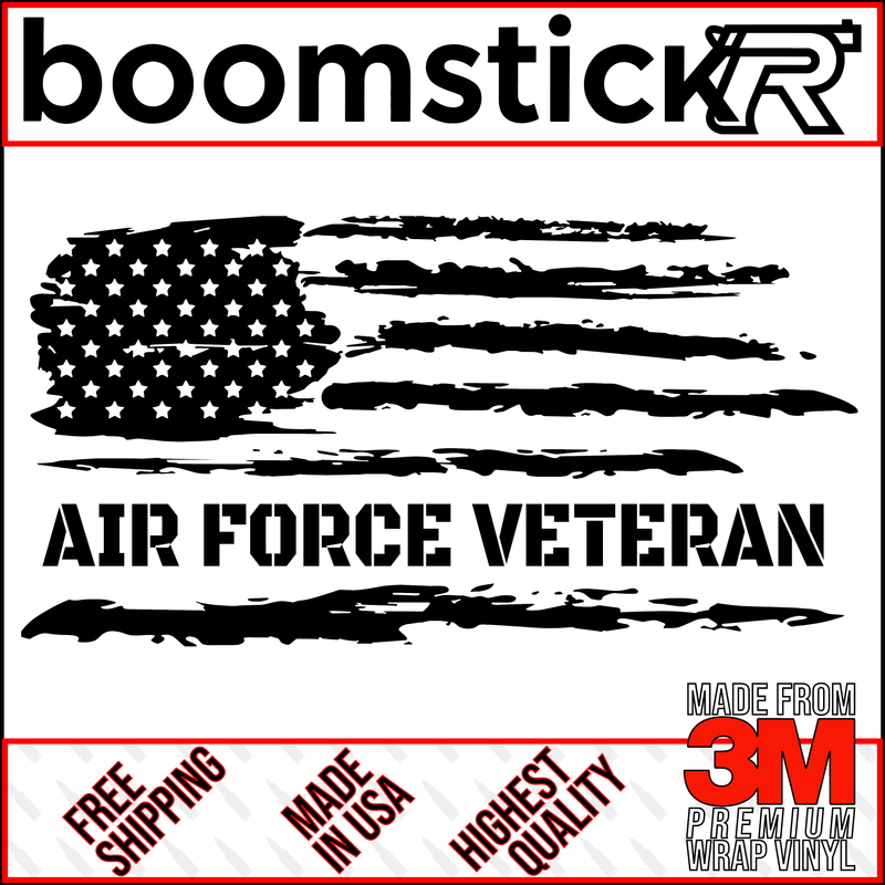 American Flag Air Force Veteran Premium Vinyl Decal Sticker