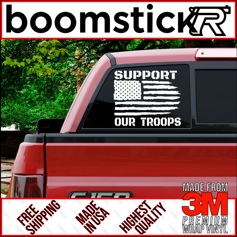American Flag Support Our Troops Premium Vinyl Decal Sticker