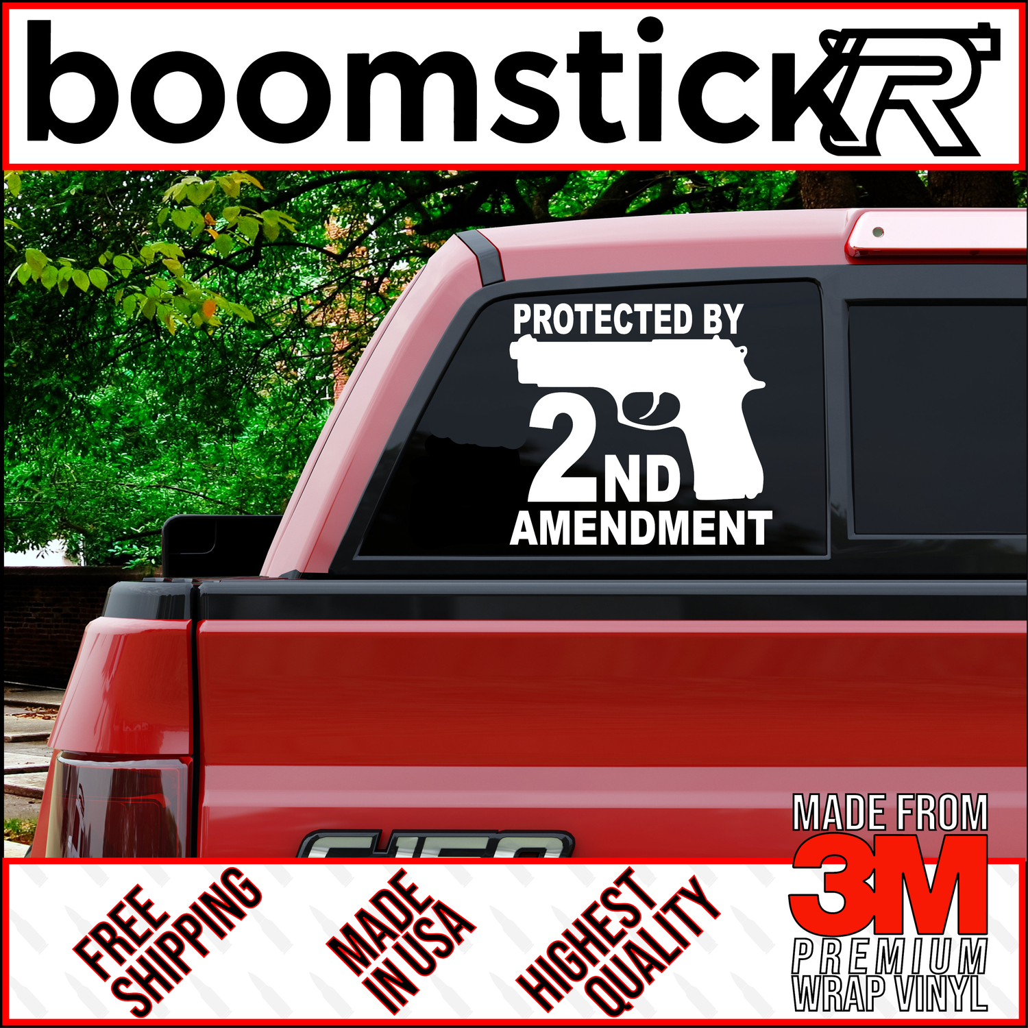 Protected By 2ND Amendment M9 Beretta Premium Vinyl Decal Sticker