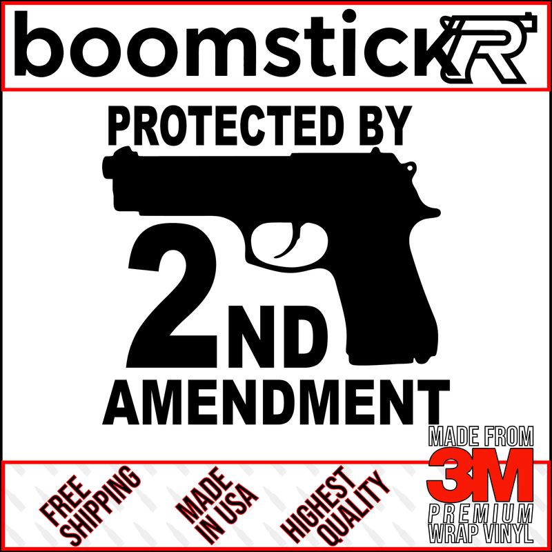 Protected By 2ND Amendment M9 Beretta Premium Vinyl Decal Sticker