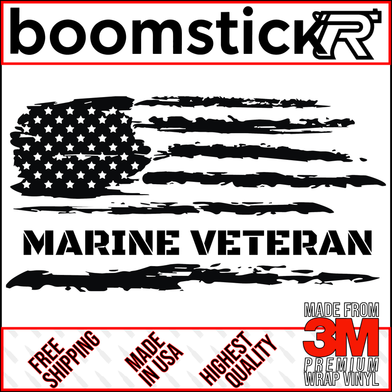 Marine Veteran American Flag Premium Vinyl Decal Sticker
