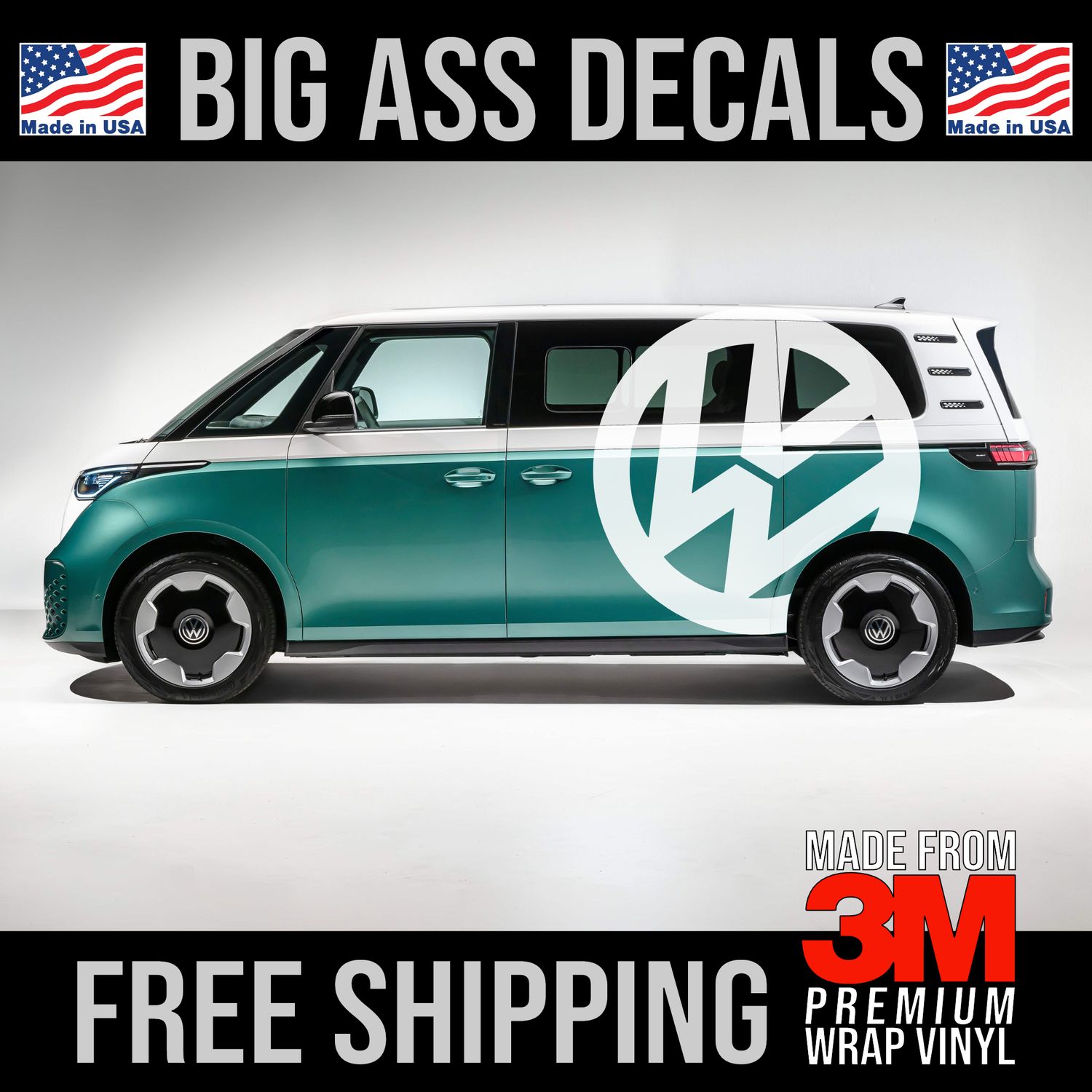 VW Volkswagen Logo - Big Ass Decal - Auto Garage Trailer Shop Sticker Vinyl Graphic