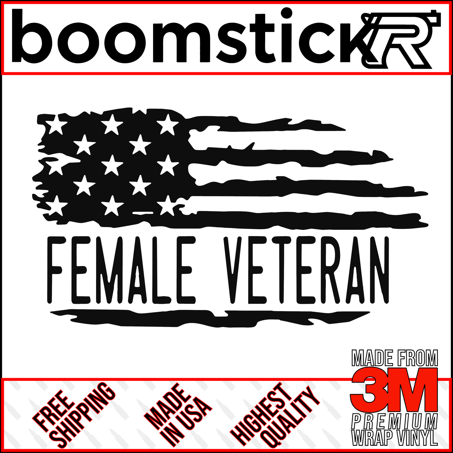 American Flag Female Veteran Premium Vinyl Decal Sticker