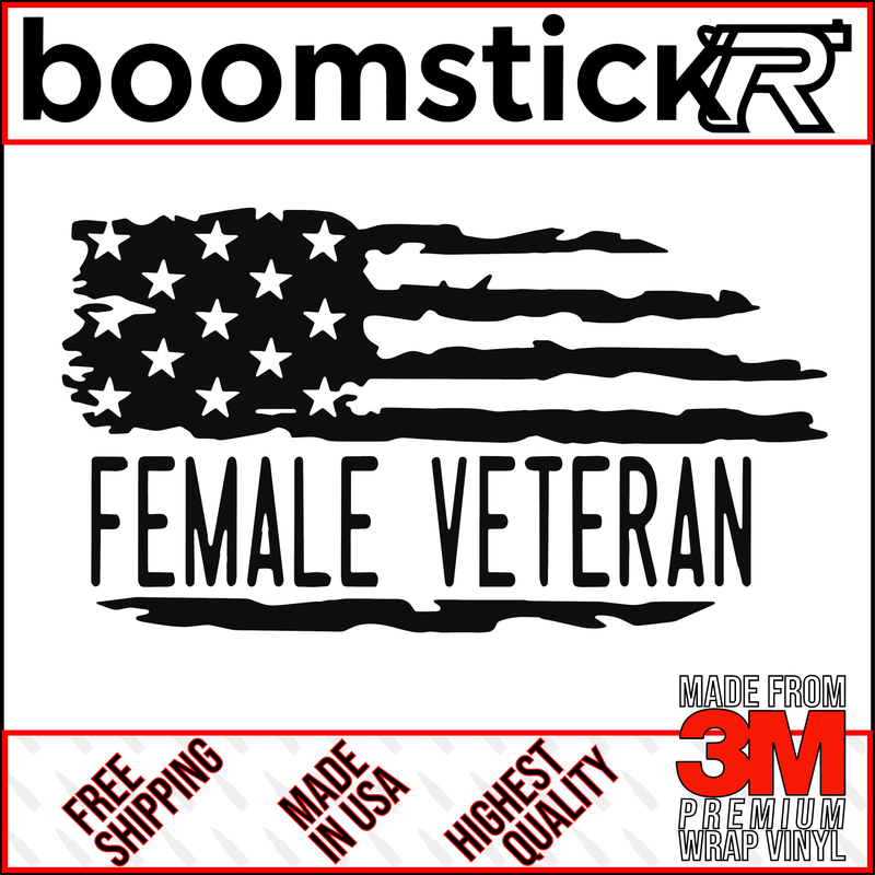 American Flag Female Veteran Premium Vinyl Decal Sticker