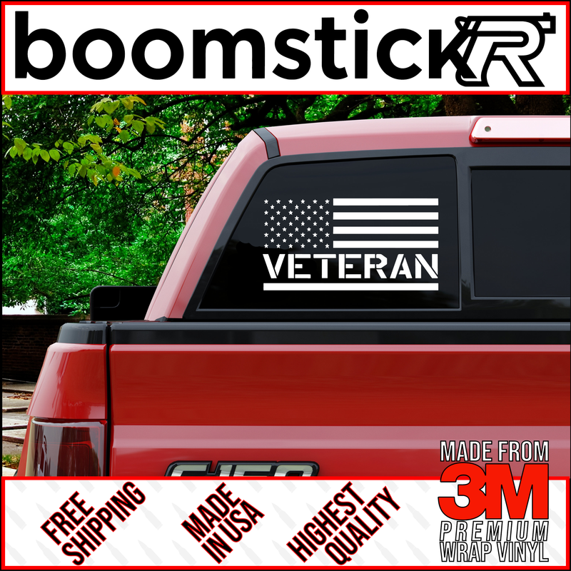 American Flag Veteran Premium Vinyl Decal Sticker
