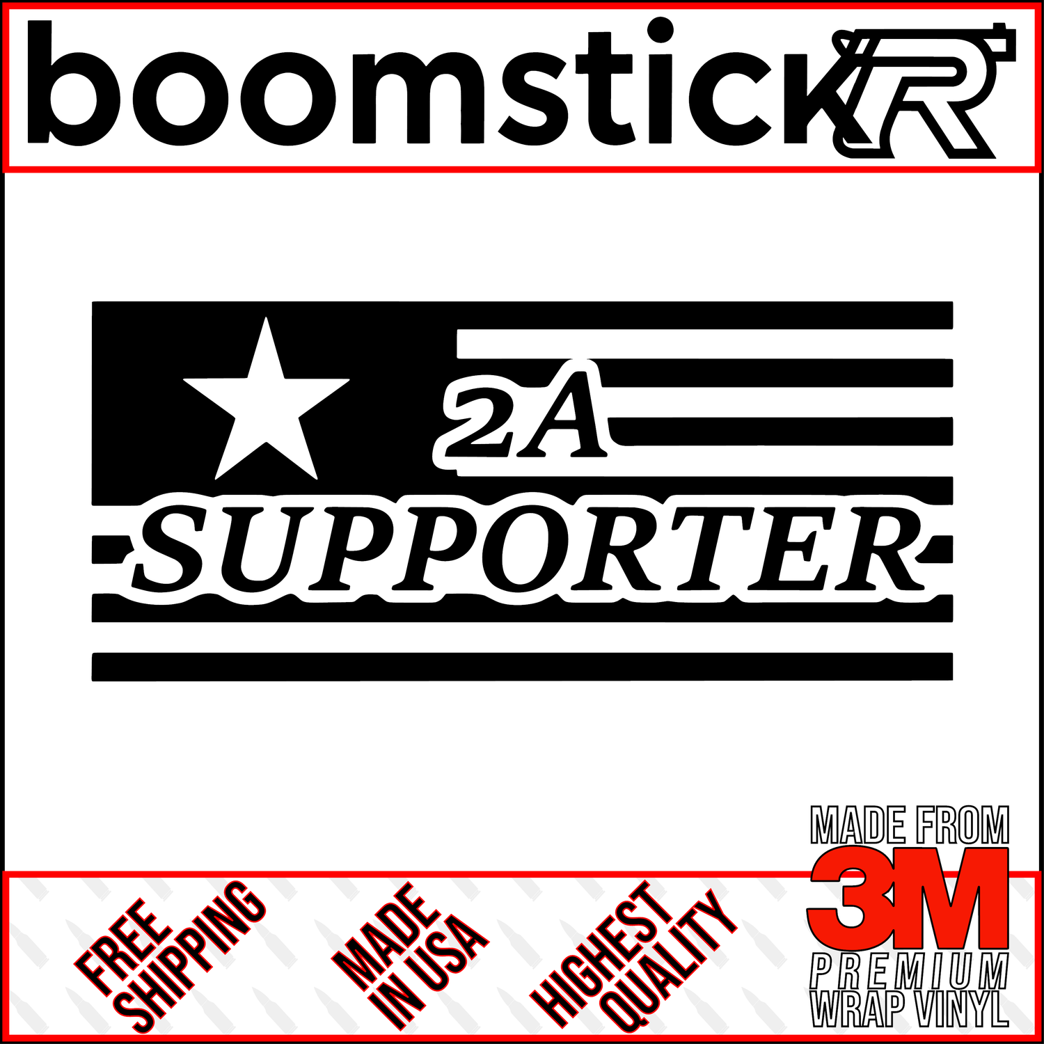 Second Amendment Supporter American Flag Premium Vinyl Decal Sticker