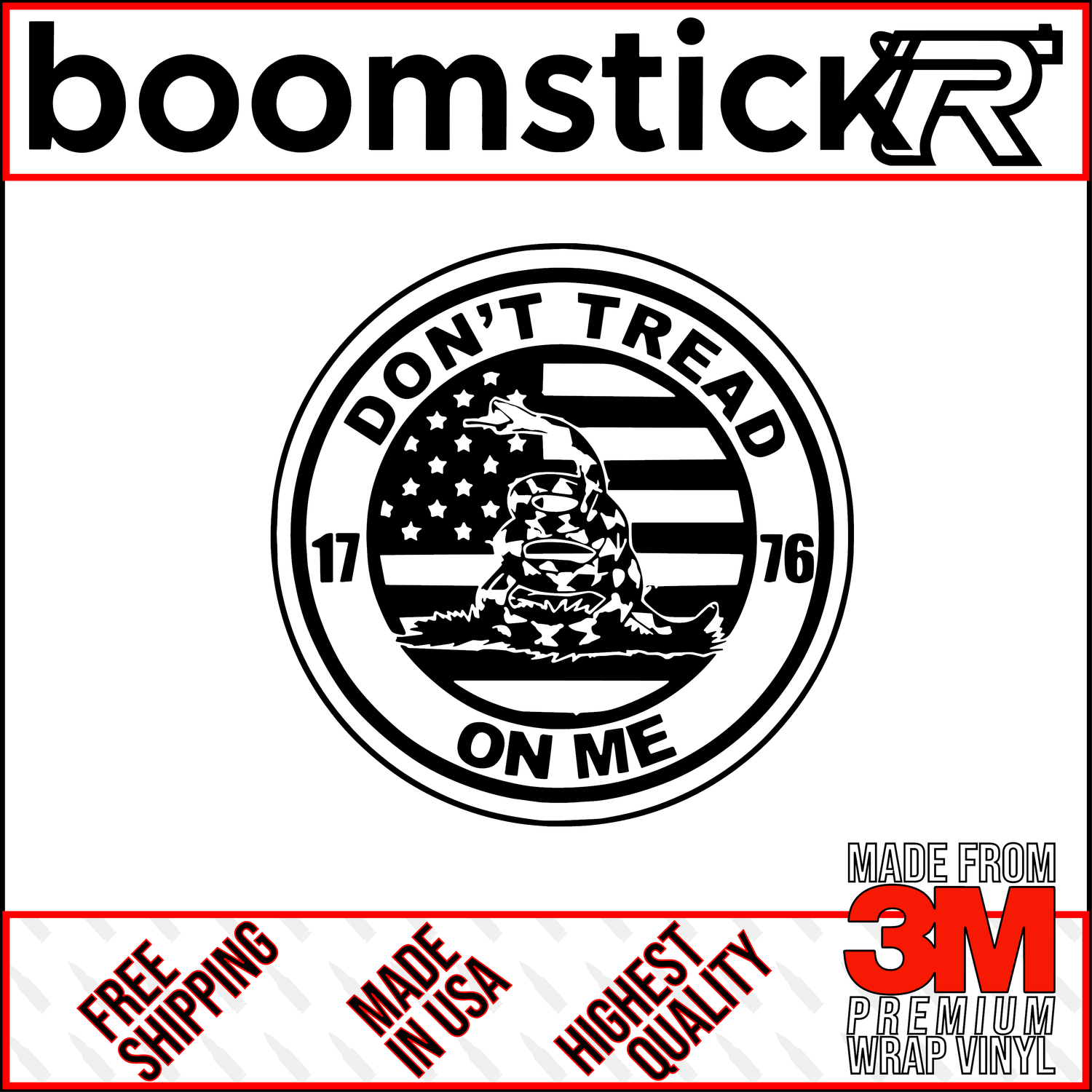 Don&#39;t Tread On Me Flag Patch Premium Vinyl Decal Sticker