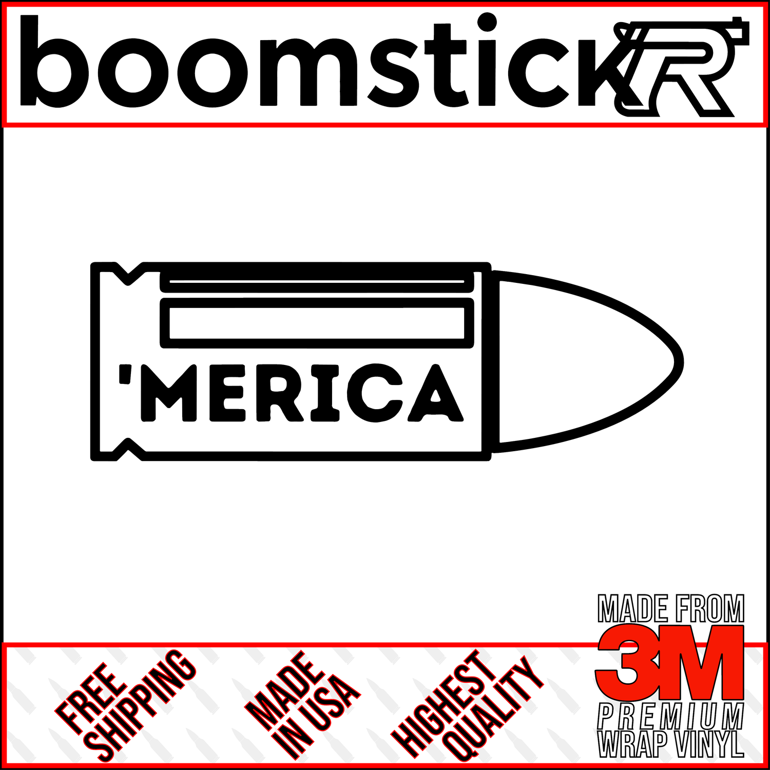 &#39;Merica 9MM Bullet Premium Vinyl Decal Sticker