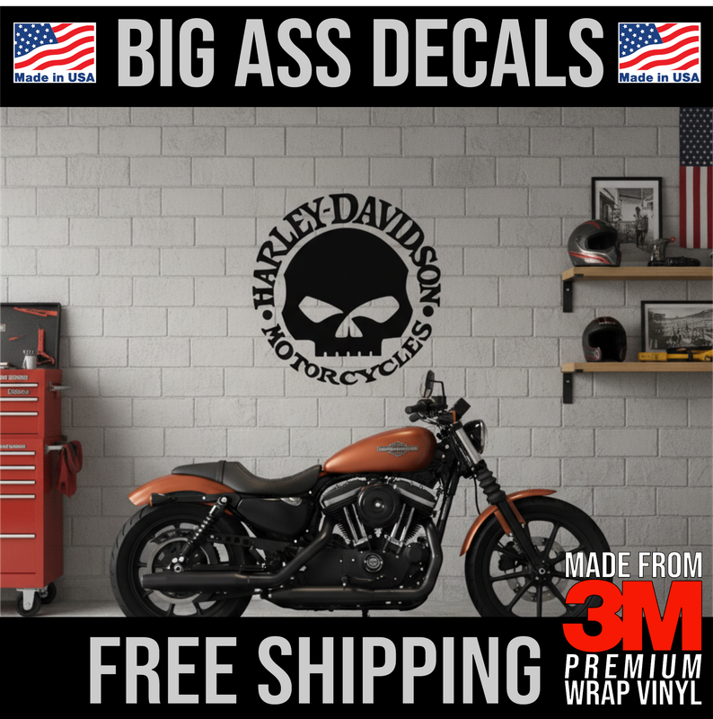 Harley Davidson Willie G Logo 24&quot; Matte Black - Premium Oversized Vinyl Decal