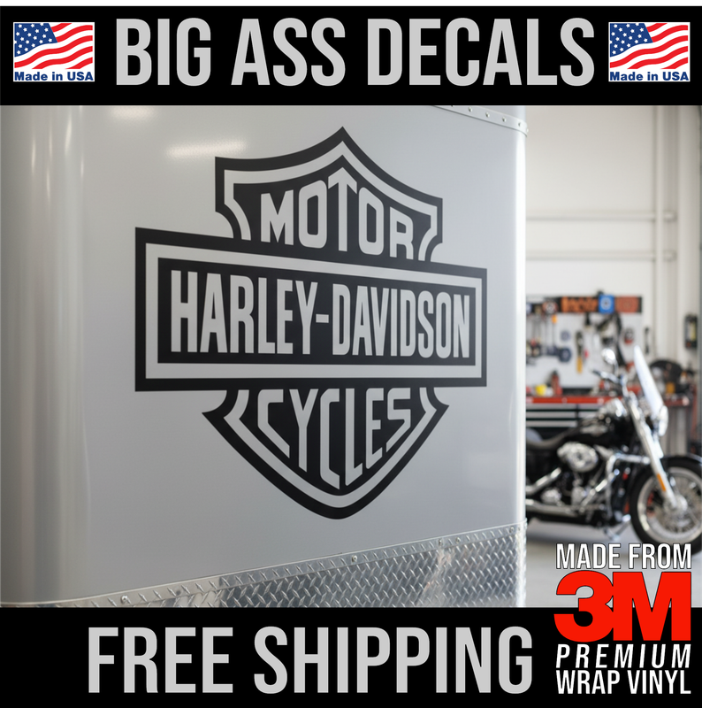 Harley Davidson Bar and Shield Logo - 48&quot; Matte Black - Premium Oversized Vinyl Decal
